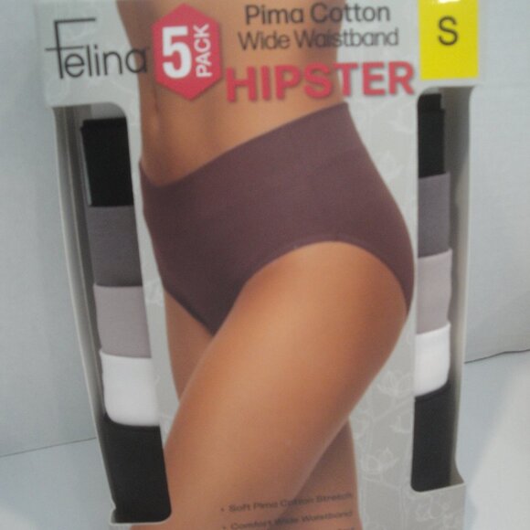 FELINA Women's Hipster Wide Waistband Pima Cotton Underwear 5 Pairs Size… - Picture 1 of 7